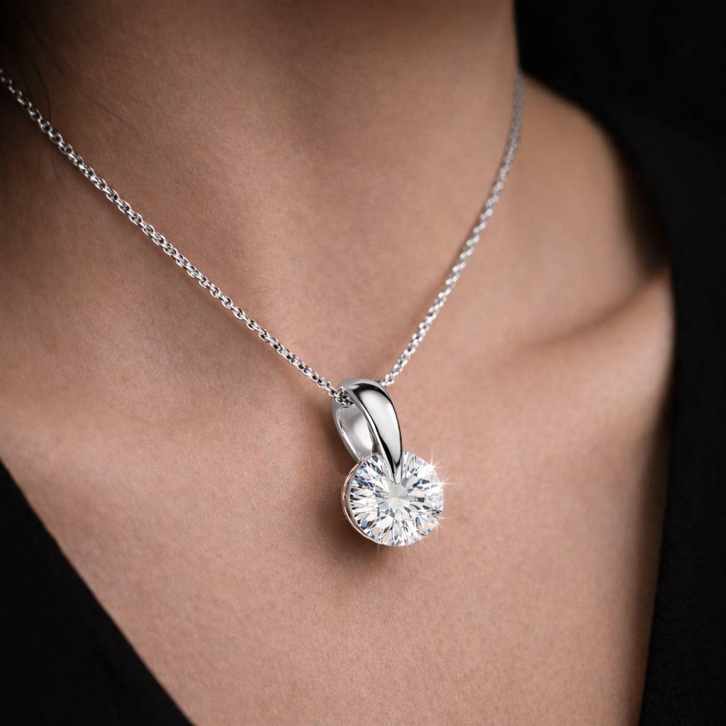 ラウンドソリティアネックレス　１ct シルバー９２５